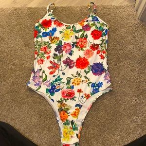 White Floral Bodysuit from Shein